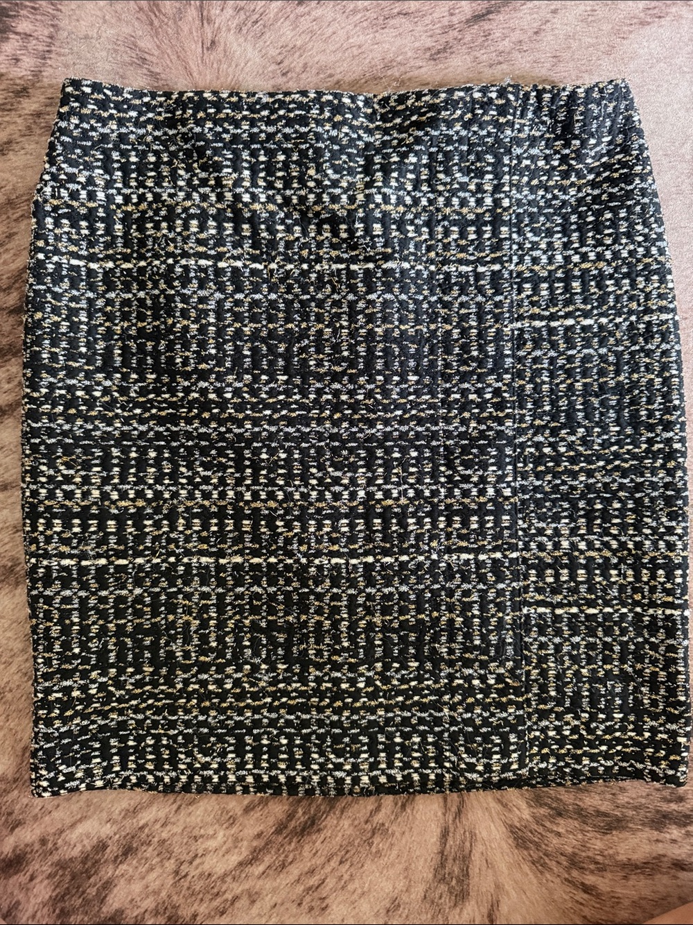 Express Black & Cream Tweed Mini Skirt
